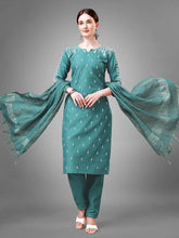 Women Kurta Pant Dupatta Set-TEAL1113